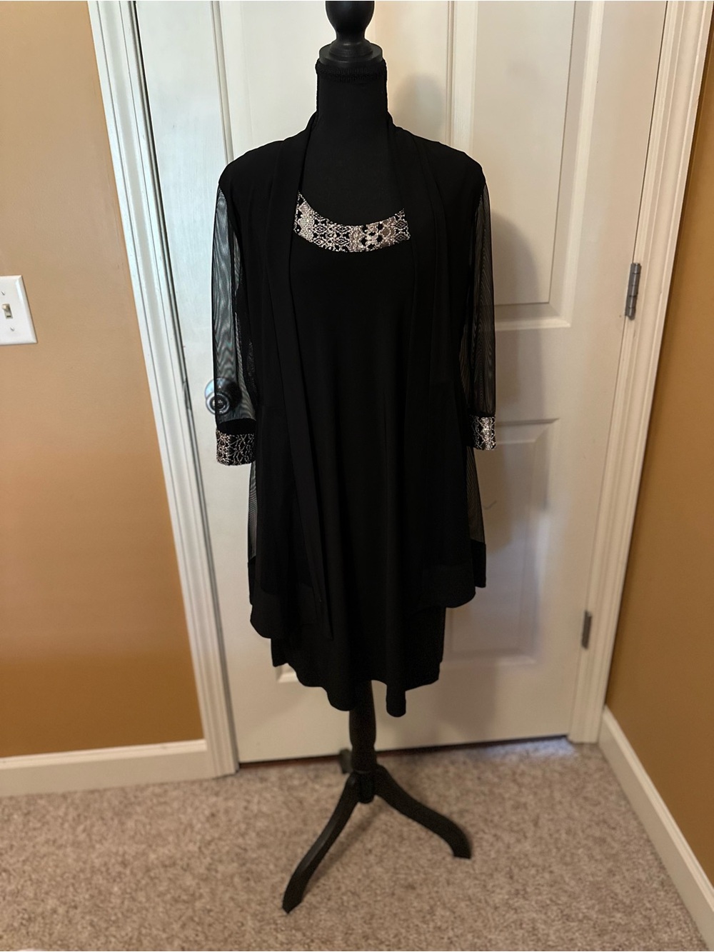 R&M Richards Black Petite Dress with Metallic Accent